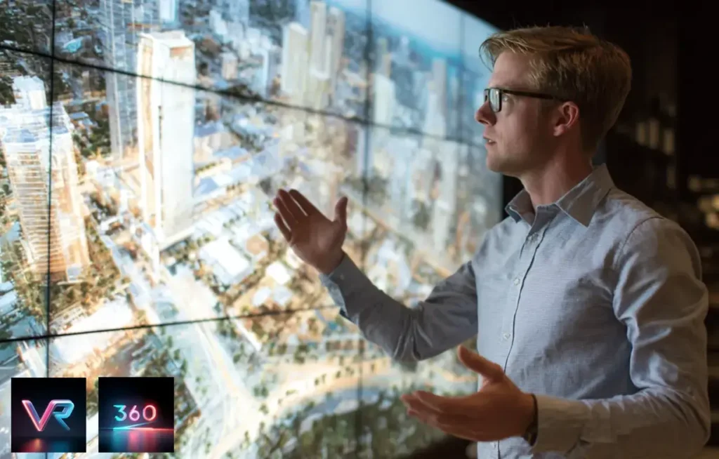 3D virtual tour
showing interior
exterior and aerial
views of off-plan
property development